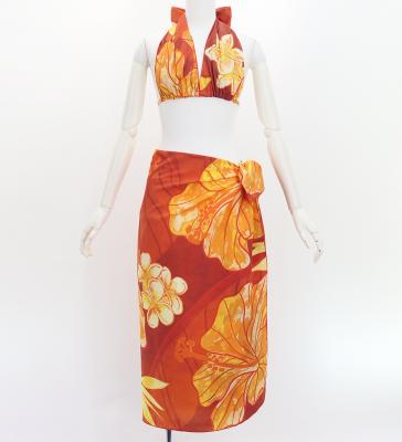Koshibo Bra Top & Short Pareo / Hibiscus / Orange / J3259-14