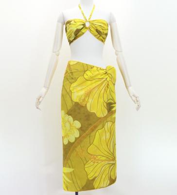 Koshibo Bra Top & Short Pareo / Hibiscus / Yellow / J3259-15
