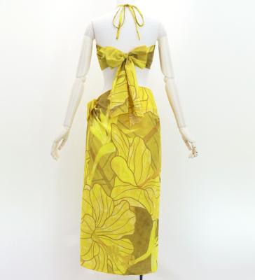 Koshibo Bra Top & Short Pareo / Hibiscus / Yellow / J3259-15