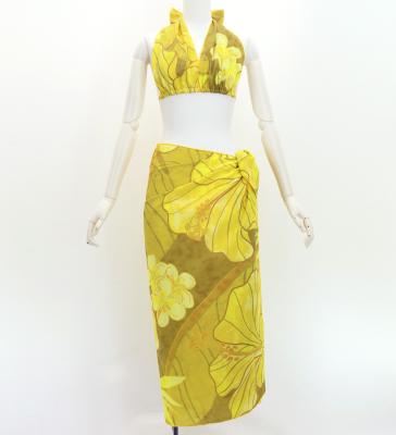 Koshibo Bra Top & Short Pareo / Hibiscus / Yellow / J3259-15