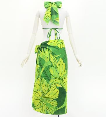 Koshibo Bra Top & Short Pareo / Hibiscus / Green / J3259-16