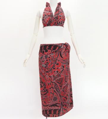Koshibo Bra Top & Short Pareo / Kahiko & Moana / Red / J3259-17