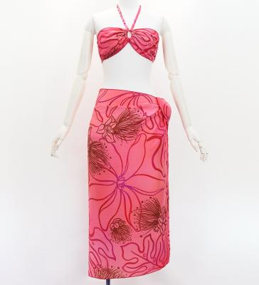 Koshibo Bra Top & Short Pareo / Lehua / Pink & Red / J3259-20