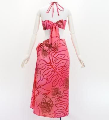 Koshibo Bra Top & Short Pareo / Lehua / Pink & Red / J3259-20