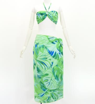 Koshibo Bra Top & Short Pareo / Hawaiian Leaf / Green / J3259-3