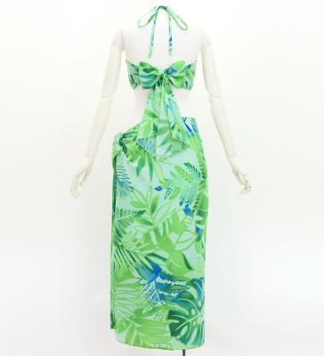 Koshibo Bra Top & Short Pareo / Hawaiian Leaf / Green / J3259-3
