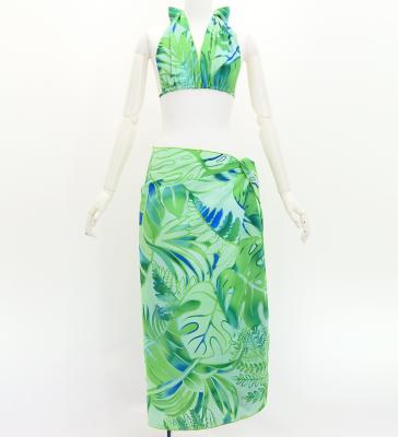 Koshibo Bra Top & Short Pareo / Hawaiian Leaf / Green / J3259-3