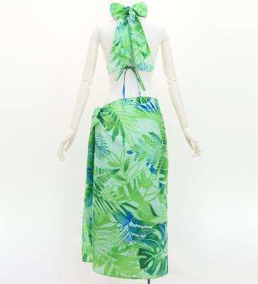 Koshibo Bra Top & Short Pareo / Hawaiian Leaf / Green / J3259-3
