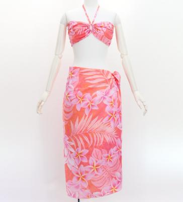 Koshibo Bra Top & Short Pareo / Plumeria Lei / Pink / J3259-5