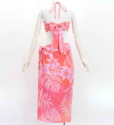 Koshibo Bra Top & Short Pareo / Plumeria Lei / Pink / J3259-5