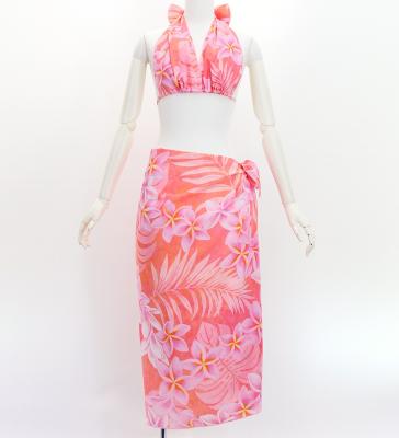 Koshibo Bra Top & Short Pareo / Plumeria Lei / Pink / J3259-5