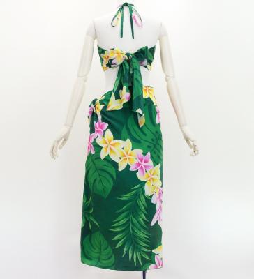 Koshibo Bra Top & Short Pareo / Plumeria Lei / Green / J3259-6