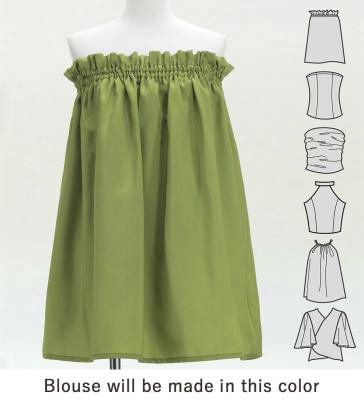 Hula Blouse & Pa'u Set-Up with Monstera & Kahiko Print / Luxury Collection / J3260-4