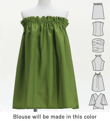 Hula Blouse & Pa'u Set-Up with Monstera & Kahiko Print / Luxury Collection / J3260-6