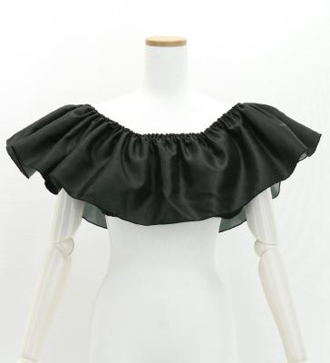 Hula Multi-way Frill Blouse with Shantung / Black / J3261bk