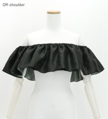 Hula Multi-way Frill Blouse with Shantung / Black / J3261bk