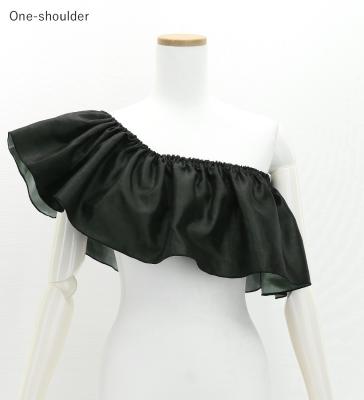 Hula Multi-way Frill Blouse with Shantung / Black / J3261bk