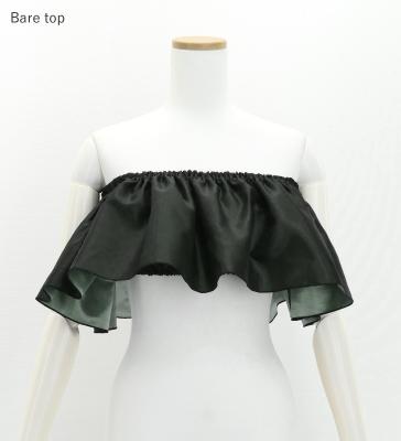 Hula Multi-way Frill Blouse with Shantung / Black / J3261bk