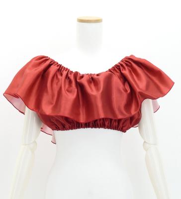 Hula Multi-way Frill Blouse with Shantung / Dark Red 2 / J3261drd2