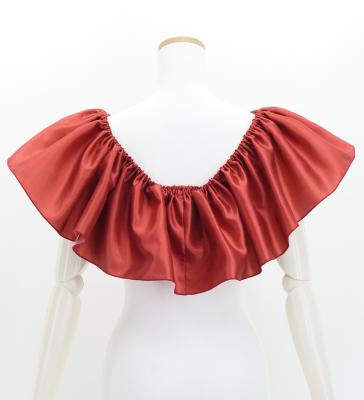 Hula Multi-way Frill Blouse with Shantung / Dark Red 2 / J3261drd2