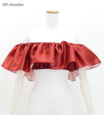 Hula Multi-way Frill Blouse with Shantung / Dark Red 2 / J3261drd2