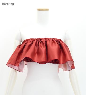 Hula Multi-way Frill Blouse with Shantung / Dark Red 2 / J3261drd2