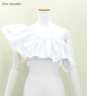 Hula Multi-way Frill Blouse with Shantung / White / J3261wh