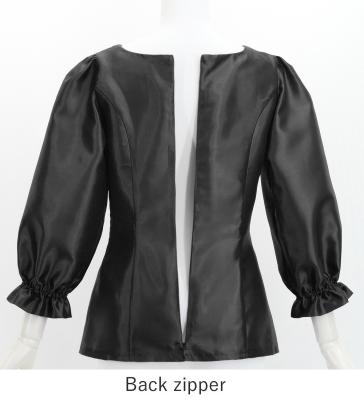 Hula 3/4 Sleeve Blouse with Shantung / Black / J3264bk