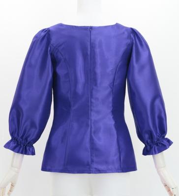 Hula 3/4 Sleeve Blouse with Shantung / Royal Blue / J3264rbl