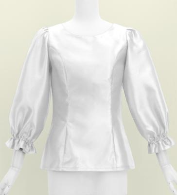 Hula 3/4 Sleeve Blouse with Shantung / White / J3264wh