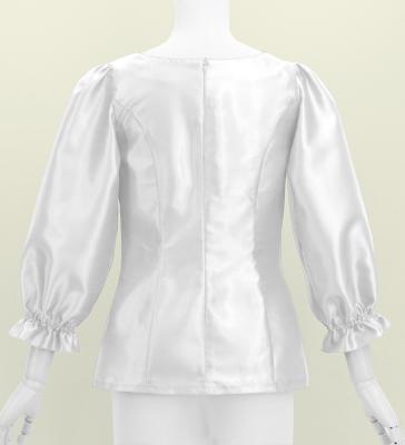 Hula 3/4 Sleeve Blouse with Shantung / White / J3264wh
