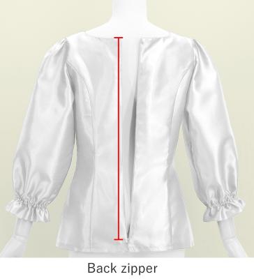 Hula 3/4 Sleeve Blouse with Shantung / White / J3264wh