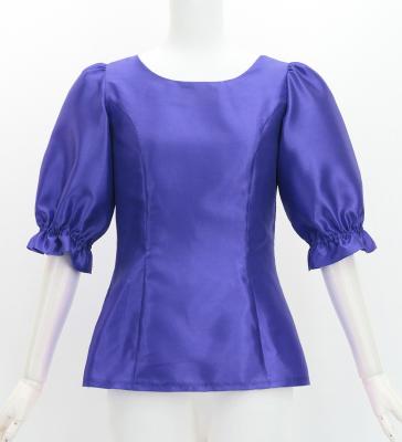Hula Elbow Sleeve Blouse with Shantung / Royal Blue / J3265rbl