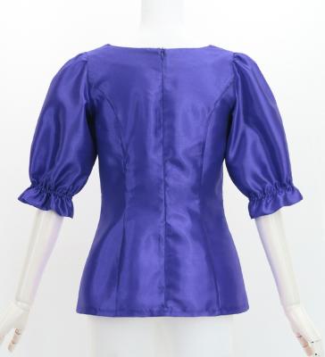 Hula Elbow Sleeve Blouse with Shantung / Royal Blue / J3265rbl