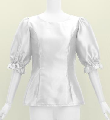 Hula Elbow Sleeve Blouse with Shantung / White / J3265wh