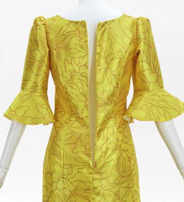 Hula Long Dress with Protea Print / Luxury Collection / Gold / J3266gd