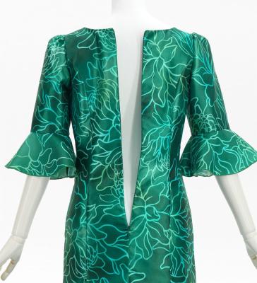 Hula Long Dress with Protea Print / Luxury Collection / Green / J3266gr