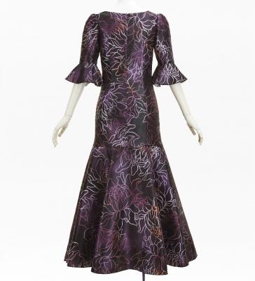 Hula Long Dress with Protea Print / Luxury Collection / Plum / J3266pl