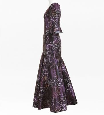 Hula Long Dress with Protea Print / Luxury Collection / Plum / J3266pl