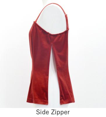 Hula One Shoulder Long Sleeve Blouse with Velvet / Dark Red 2 / J3268drd2