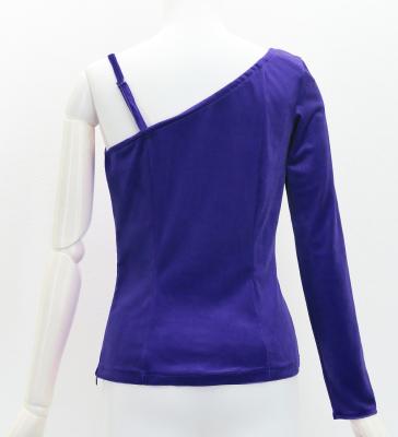 Hula One Shoulder Long Sleeve Blouse with Velvet / Royal Blue / J3268rbl