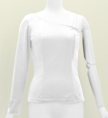 Hula One Shoulder Long Sleeve Blouse with Velvet / White / J3268wh