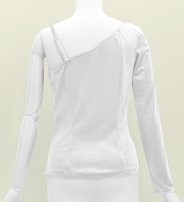 Hula One Shoulder Long Sleeve Blouse with Velvet / White / J3268wh