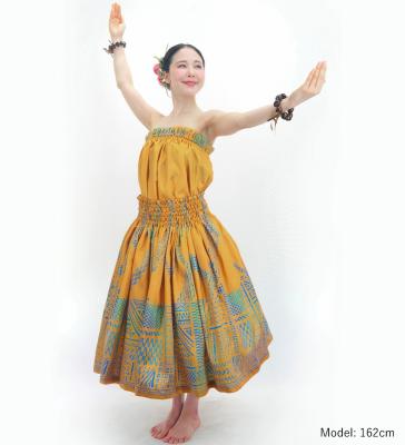 Hula Blouse & Pa'u Set-Up with Kahiko Print / Luxury Collection / Yellow / J3272ye