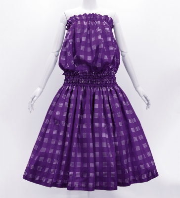 Hula Tube Top & Pa'u Set-Up with Palaka Check Print / Luxury Collection / Deep Purple / J3285dpu