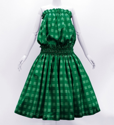Hula Tube Top & Pa'u Set-Up with Palaka Check Print / Luxury Collection / Green / J3285gr