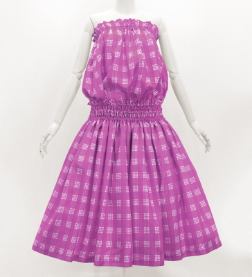 Hula Tube Top & Pa'u Set-Up with Palaka Check Print / Luxury Collection / Lilac / J3285li