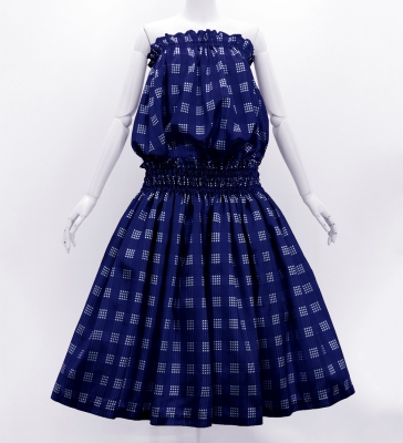 Hula Tube Top & Pa'u Set-Up with Palaka Check Print / Luxury Collection / Navy / J3285nv
