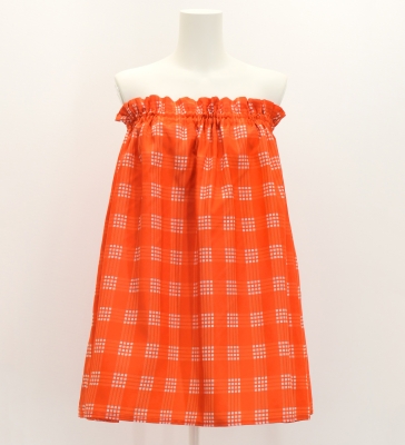 Hula Tube Top & Pa'u Set-Up with Palaka Check Print / Luxury Collection / Orange / J3285or