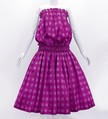Hula Tube Top & Pa'u Set-Up with Palaka Check Print / Luxury Collection / Purple / J3285pu